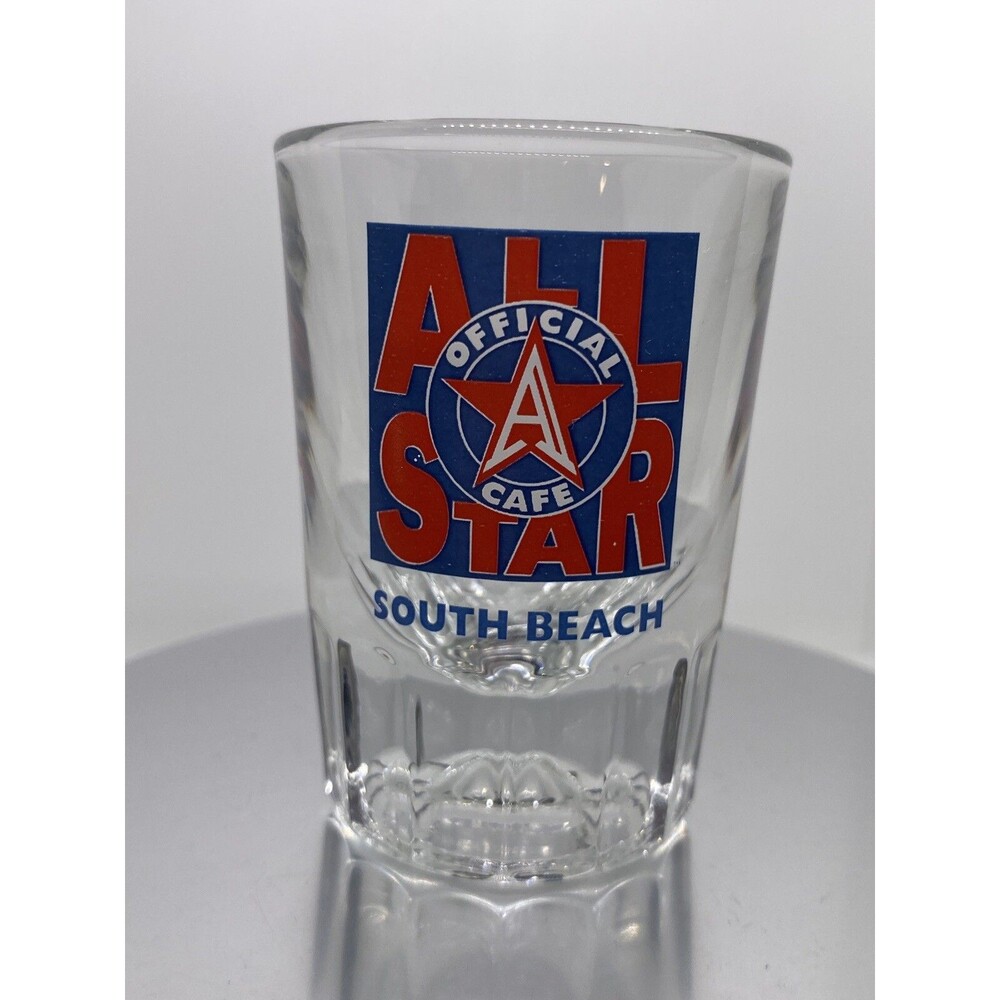 ALL Star Cafe Shot Glass SOUTH BEACH  Miami Double Shot Heavy Thick Glass
